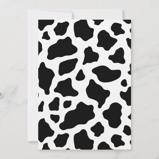 ピンクフローラ白黒牛プリント1st誕生日 招待状 (裏面)