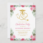 ピンクフローラ看護学校写真卒業式Invita 招待状 (正面)