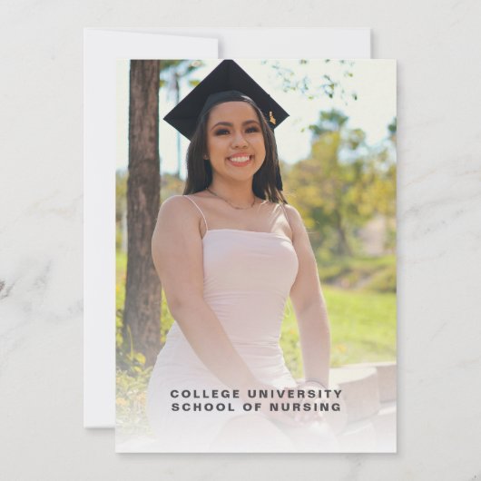 ピンクフローラ看護学校写真卒業 招待状 (裏面)