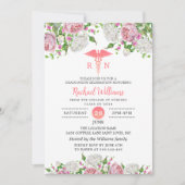 ピンクフローラ看護学校卒業パーティー 招待状 (正面)