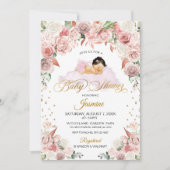 ピンクフローラ睡眠ベビーシャワー招待状 招待状 (正面)