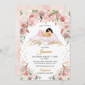 ピンクフローラ睡眠ベビーシャワー招待状 招待状 (正面/裏面)