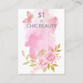 ピンクフローラ石鹸サンプル価格表示カード 名刺 (正面)