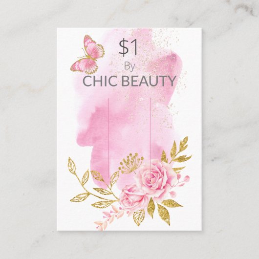 ピンクフローラ石鹸サンプル価格表示カード 名刺 (正面)