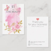 ピンクフローラ石鹸サンプル価格表示カード 名刺 (正面/裏面)