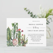 ピンクフローラ砂漠のサボテンの葉ブライダルシャワー 招待状 (スタンド正面)