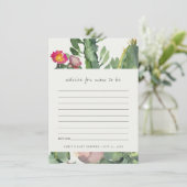 ピンクフローラ砂漠のサボテン動物相アドバイス赤ちゃんシャワー エンクロージャーカード (スタンド正面)