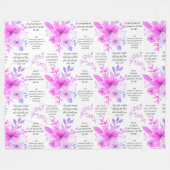 ピンクフローラ祈りの言葉 フリースブランケット (正面(横))