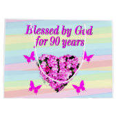 ピンクフローラ神を愛する90th誕生日抱き枕 ラージペーパーバッグ (裏面)