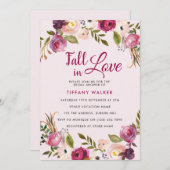 ピンクフローラ秋インラブブライダルシャワー招待 招待状 (正面/裏面)