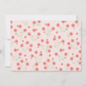 ピンクフローラ第五誕生日ガールパーティーテンプレート 招待状 (裏面)