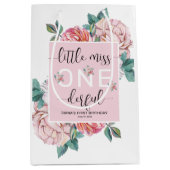 ピンクフローラ第1誕生日 ミディアムペーパーバッグ (正面)