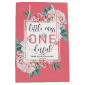 ピンクフローラ第1誕生日 ミディアムペーパーバッグ (正面)