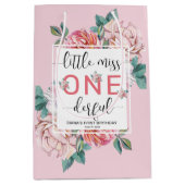 ピンクフローラ第1誕生日 ミディアムペーパーバッグ (正面)