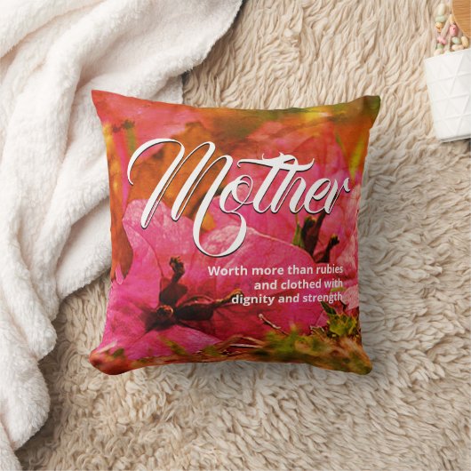 ピンクフローラ箴言31キリスト教の母 クッション (ブランケット)