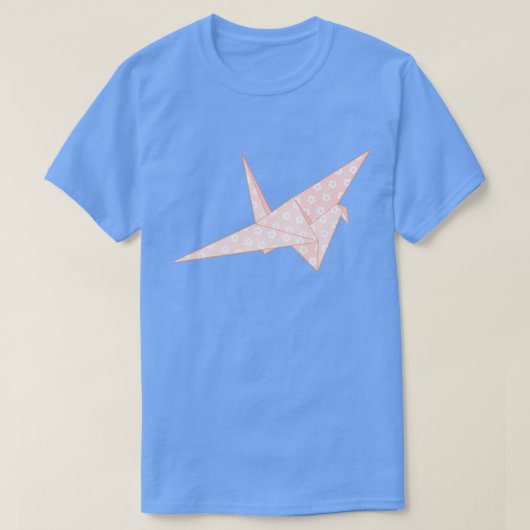 ピンクフローラ紙クレーン Tシャツ (デザイン正面)
