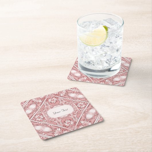 ピンクフローラ紙コースター スクエアペーパーコースター (インサイチュ)