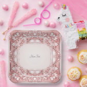 ピンクフローラ紙プレート ペーパープレート (パーティー)