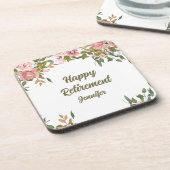 ピンクフローラ素朴グリーンリーボホハッピーリタイアメント コースター (左側)