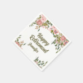 ピンクフローラ素朴グリーンリーボホハッピーリタイアメント スタンダードカクテルナプキン (角)