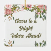 ピンクフローラ素朴グリーンリーボホハッピーリタイアメント セラミックオーナメント (裏面)