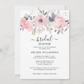 ピンクフローラ素朴ブライダルシャワー 招待状 (正面)