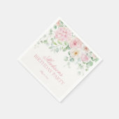 ピンクフローラ紫陽花ボタニカル開花誕生日 スタンダードカクテルナプキン (角)