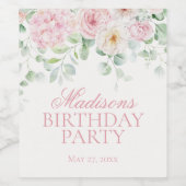 ピンクフローラ紫陽花ボタニカル開花誕生日 ワインラベル (シングルラベル)