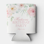 ピンクフローラ紫陽花ボタニカル開花誕生日 缶クーラー (裏面)