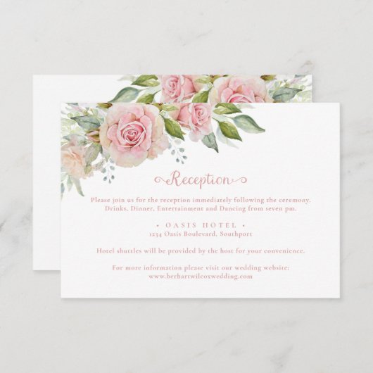 ピンクフローラ結婚の囲い エンクロージャーカード (正面/裏面)