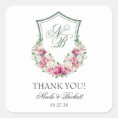 ピンクフローラ結婚クレスト スクエアシール (正面)