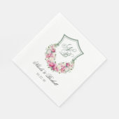 ピンクフローラ結婚クレスト スタンダードランチョンナプキン (角)
