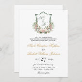 ピンクフローラ結婚クレスト 招待状 (正面/裏面)