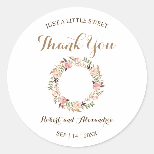 ピンクフローラ結婚スイートトリート ラウンドシール (正面)