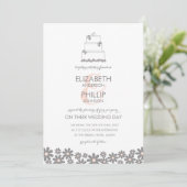 ピンクフローラ結婚ズケーキ招待状 招待状 (スタンド正面)