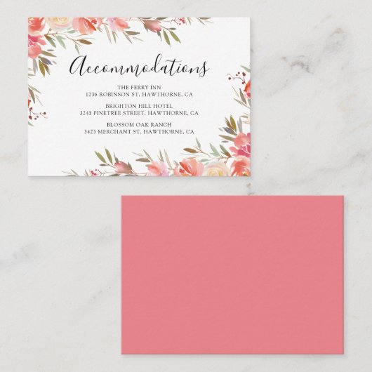 ピンクフローラ結婚ズホテルアコモデーション 名刺 (正面/裏面)