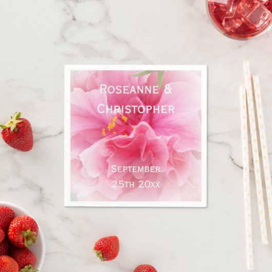 ピンクフローラ結婚デザイン スタンダードカクテルナプキン (インサイチュ)