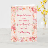 ピンクフローラ結婚孫娘おめでとう カード (黄色い花)