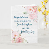 ピンクフローラ結婚孫娘おめでとう カード (黄色い花)