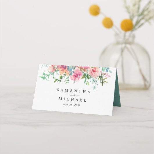 ピンクフローラ結婚座席表 プレイスカード (裏面)