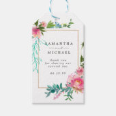 ピンクフローラ結婚式の引き出物ありがとう ギフトタグ (正面)