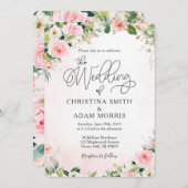 ピンクフローラ結婚式招待状 招待状 (正面/裏面)