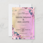 ピンクフローラ結婚式招待状 招待状 (正面)