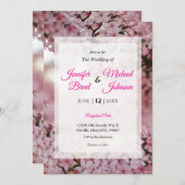 ピンクフローラ結婚式招待状 招待状 (正面/裏面)