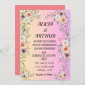 ピンクフローラ結婚式招待状 招待状 (正面/裏面)