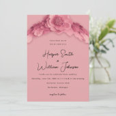 ピンクフローラ結婚式招待状 招待状 (スタンド正面)