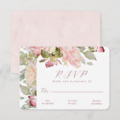 ピンクフローラ結婚式RSVPカード 出欠カード (正面/裏面)