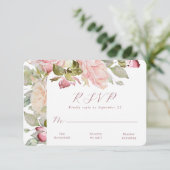 ピンクフローラ結婚式RSVPカード 出欠カード (スタンド正面)