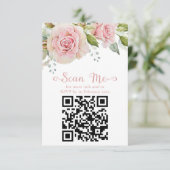 ピンクフローラ結婚式RSVP QR エンクロージャーカード (スタンド正面)