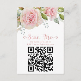 ピンクフローラ結婚式RSVP QR エンクロージャーカード